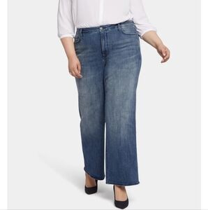 NYDJ Teresa Wide Leg Jeans 1X Blue‎ High Rise Waist Match Lift Tuck Medium Wash
